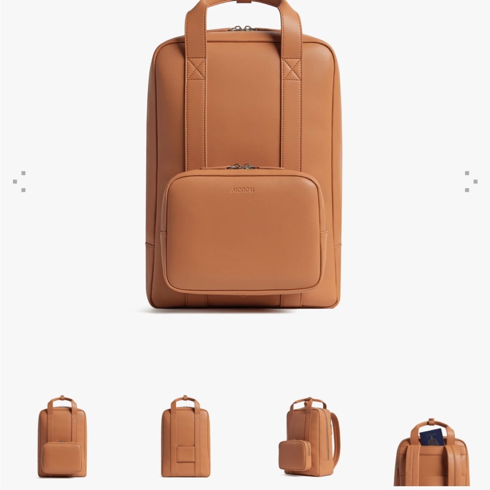 Monos Metro Brown Leather Backpack - Picture 8 of 9